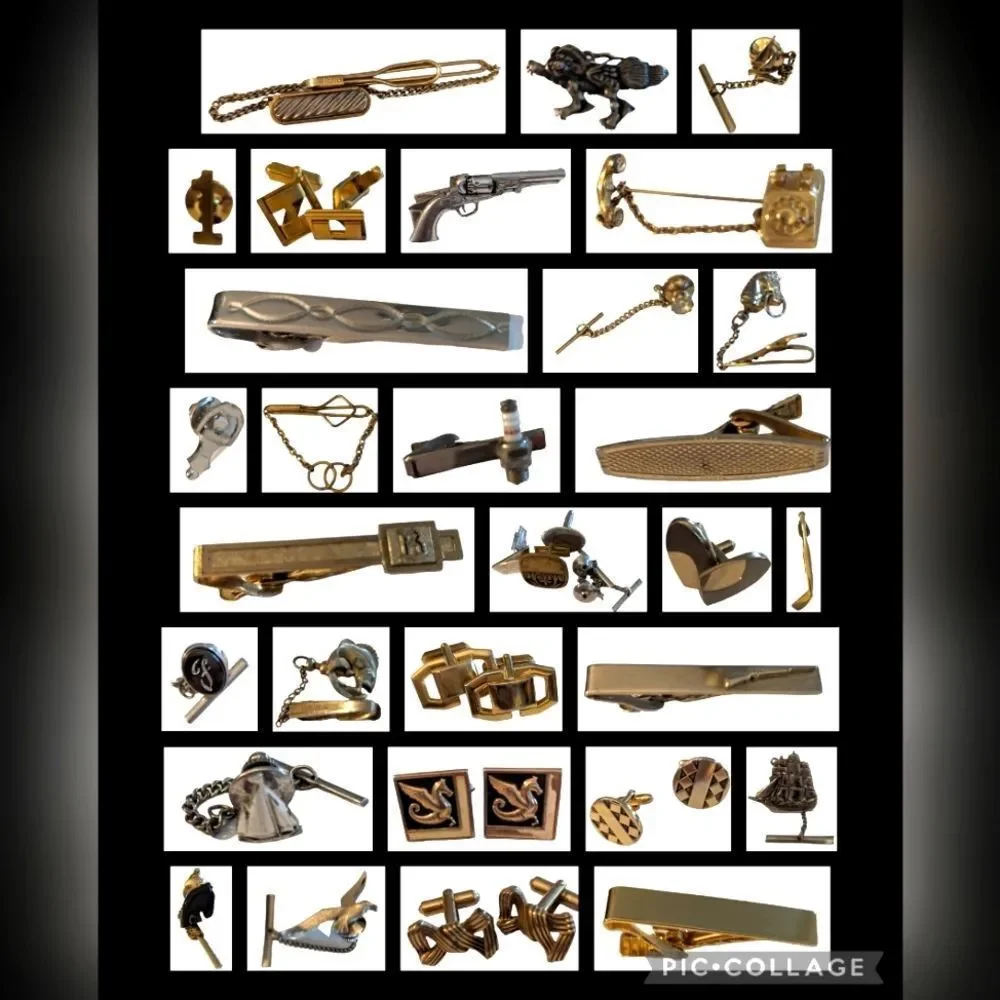 Collection‎ of Vintage Cufflinks Tie Clips and Dress Set for Men